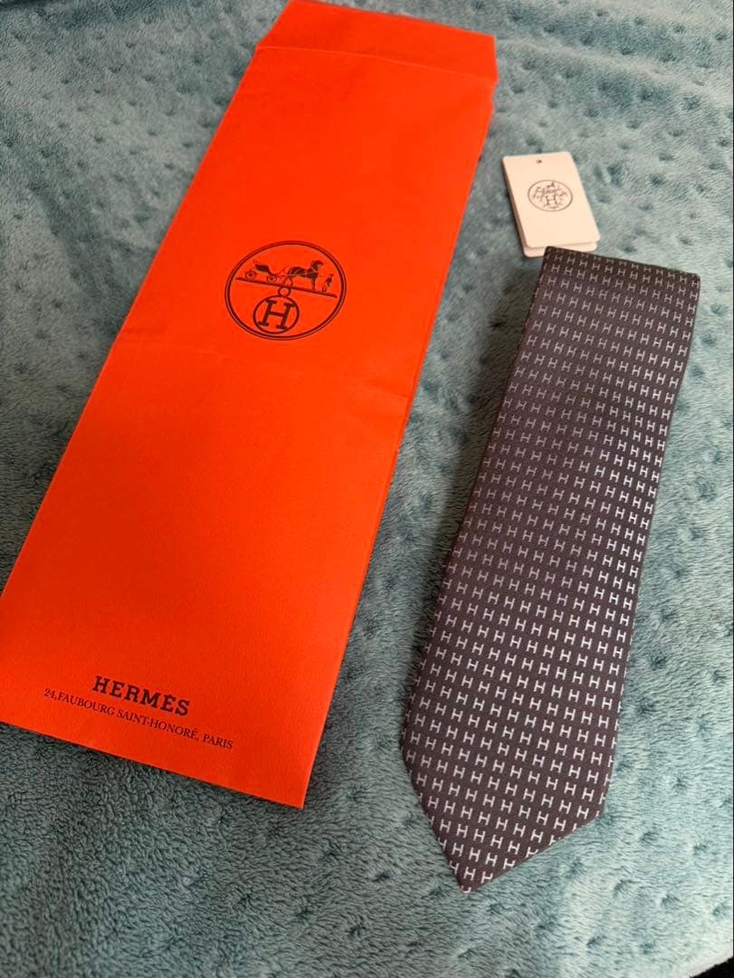 【美品】HERMES エルメス ネクタイ H柄 H織り ファソネ ジャガード