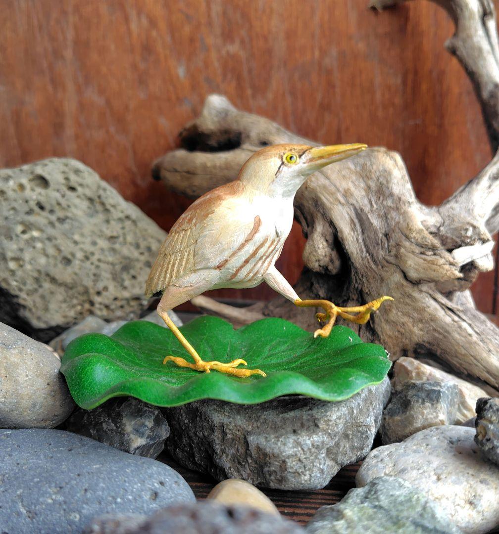 小さなバードカービング ヨシゴイ&アカショウビン 野鳥 木彫り