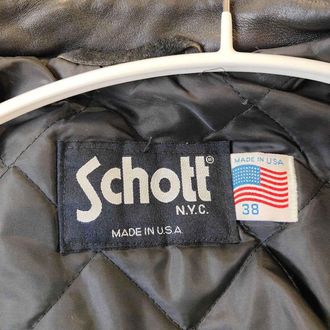 良品 Schott ライダースジャケット 641Q キルティング サイズ38