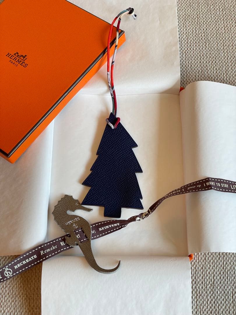 【新品】HERMES プティアッシュ　ツリー　ネイビー×グリーン