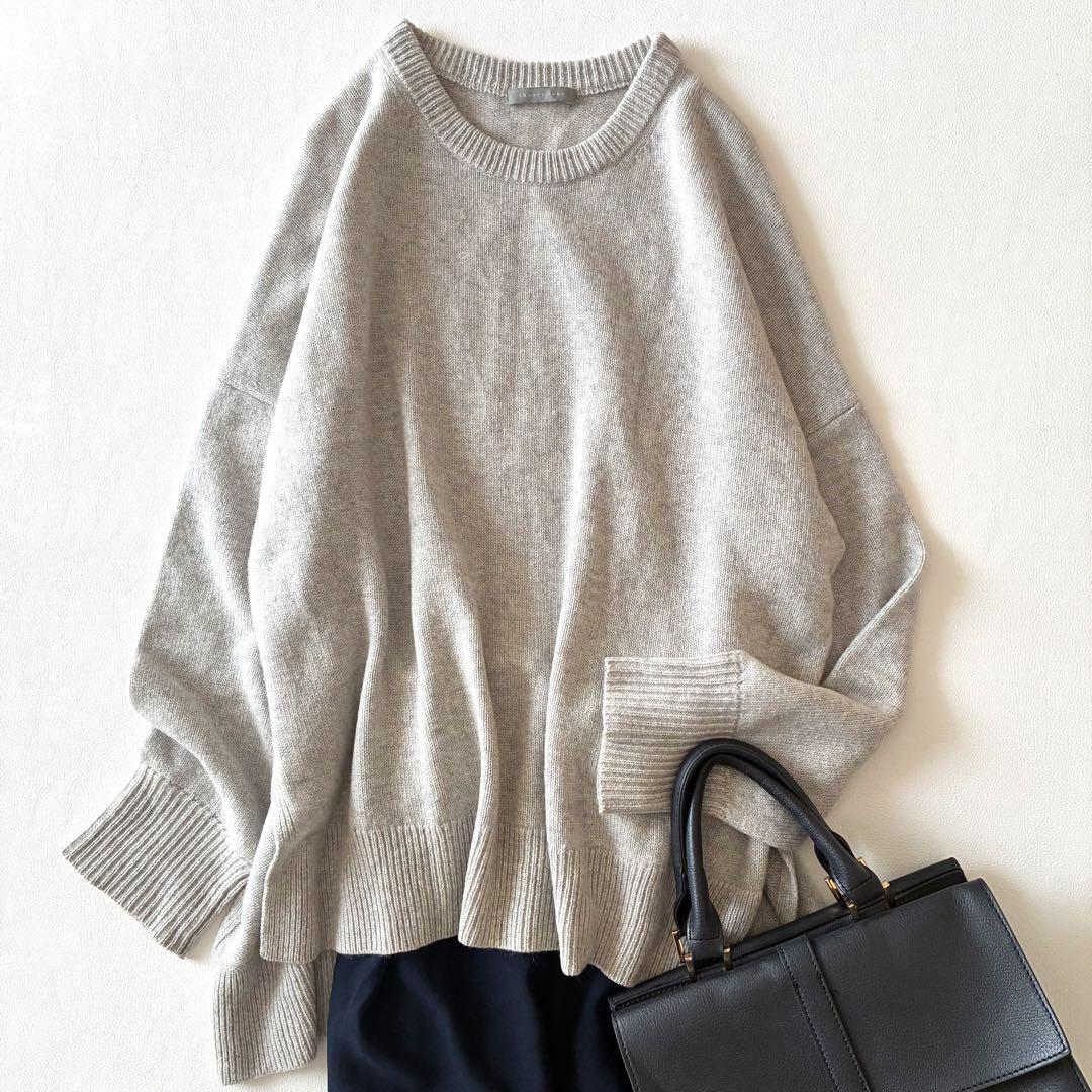 【美品】セオリーリュクス　カシミヤ100％クルーネックセーター　ライトグレー