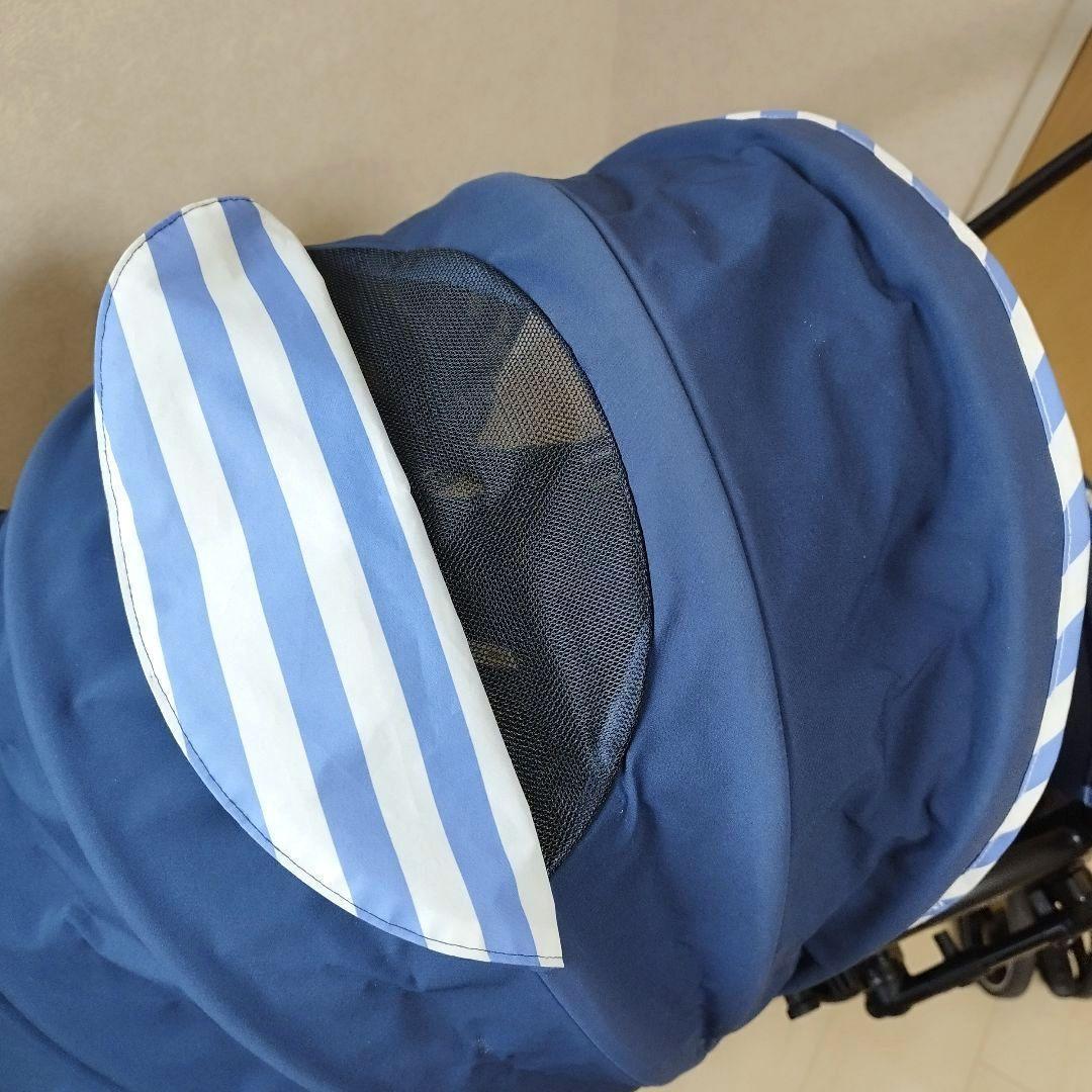 美品　アップリカ　ラクーナエアーAC レザー調ハンドル　マリンボーダー　両対面