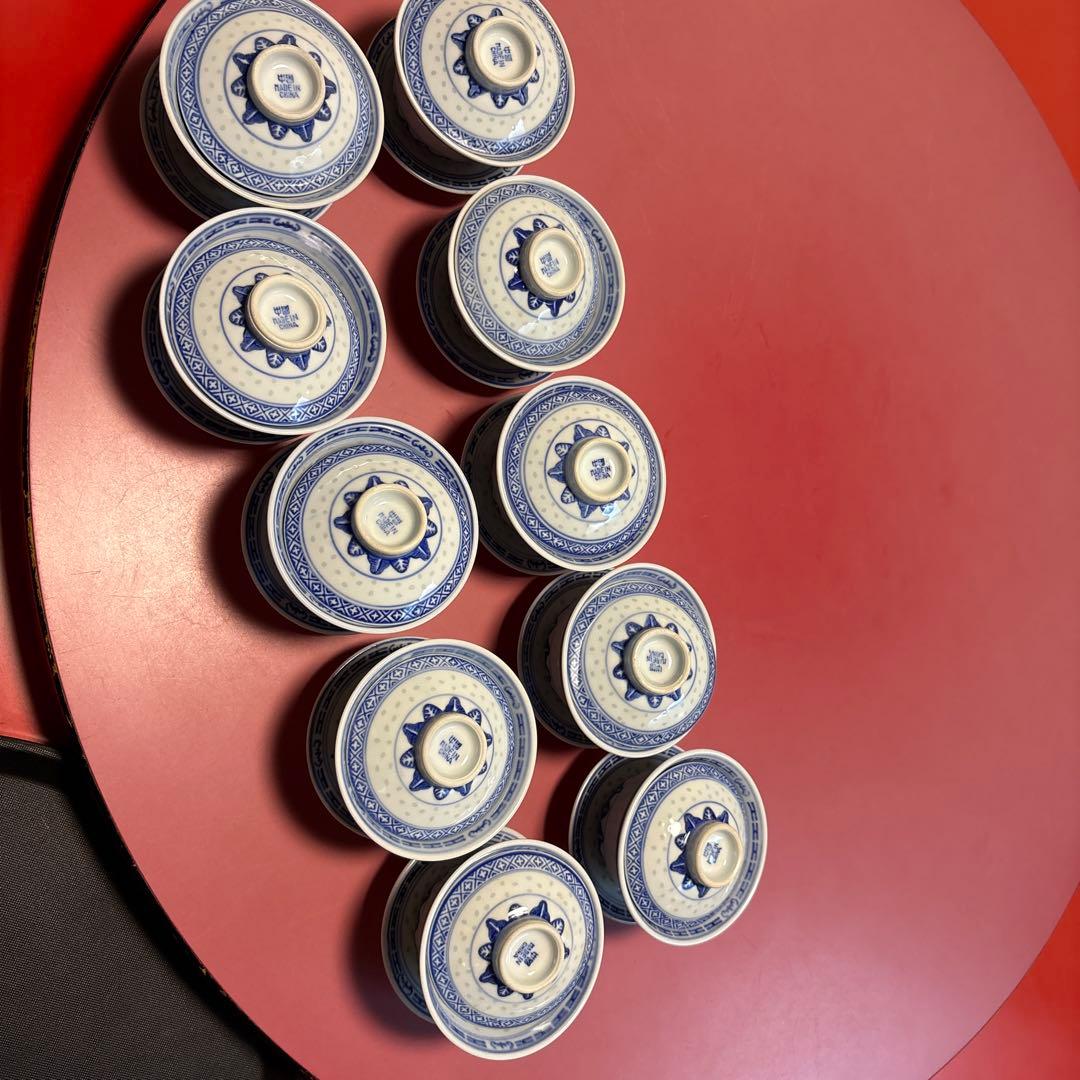 景徳鎮青と白の蓋付き小鉢6個セット景徳鎮MARUCA CHINA 蓋つき煮物