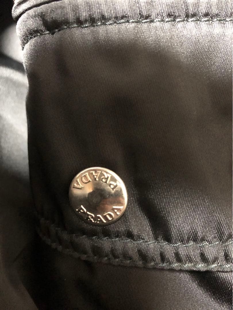 プラダ　PRADA ファー付き　ナイロン＆レザーベルトコート　ライダース風　S