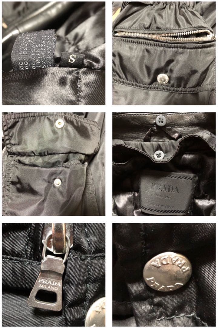 プラダ　PRADA ファー付き　ナイロン＆レザーベルトコート　ライダース風　S