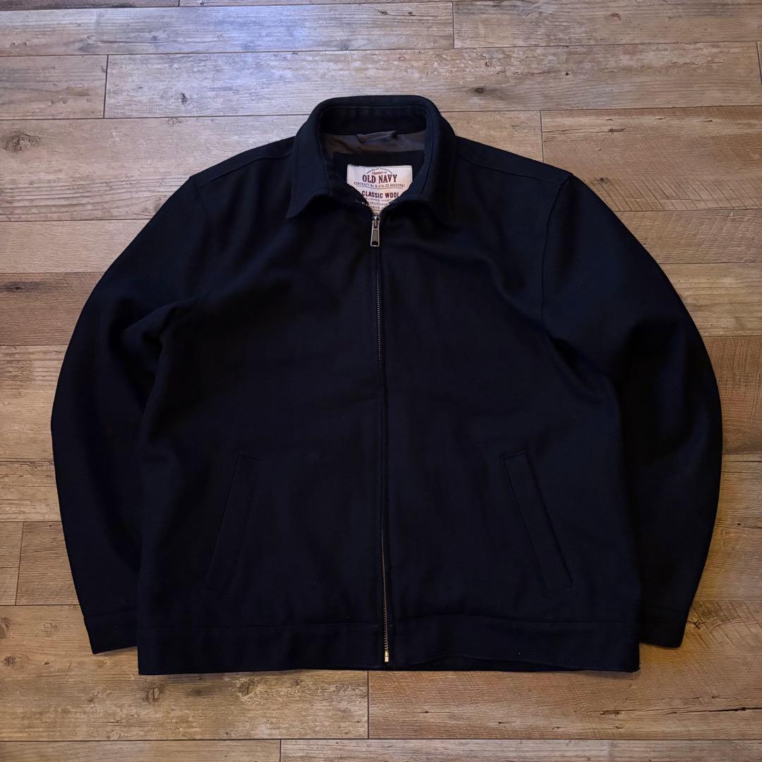 90s OLD NAVY ウールジャケット　短丈　ブラック　古着 レーヨン混