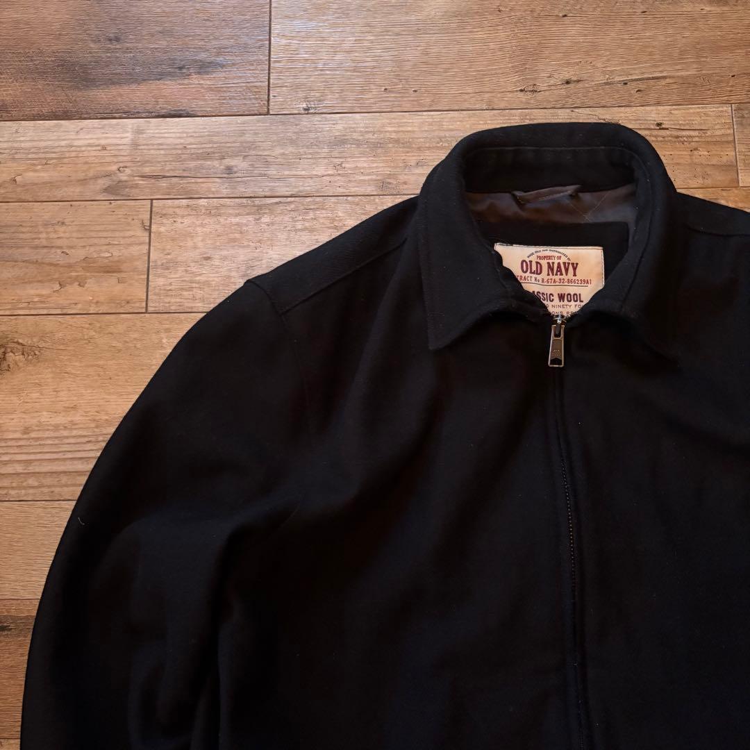 90s OLD NAVY ウールジャケット　短丈　ブラック　古着 レーヨン混