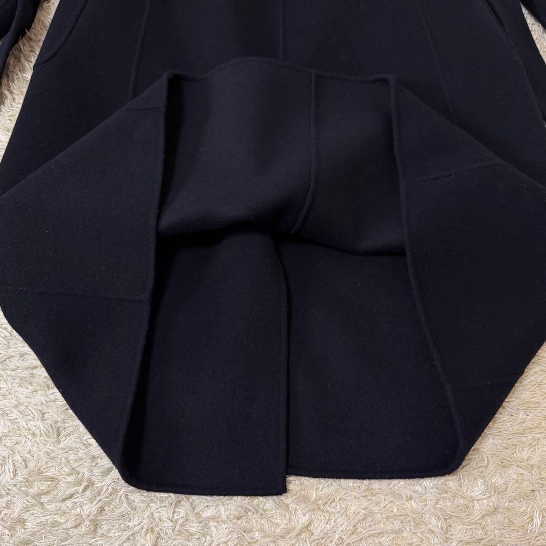 ☆極美品☆ANAYI アナイ　シャルムリバーフーデットコート　ネイビー　38M