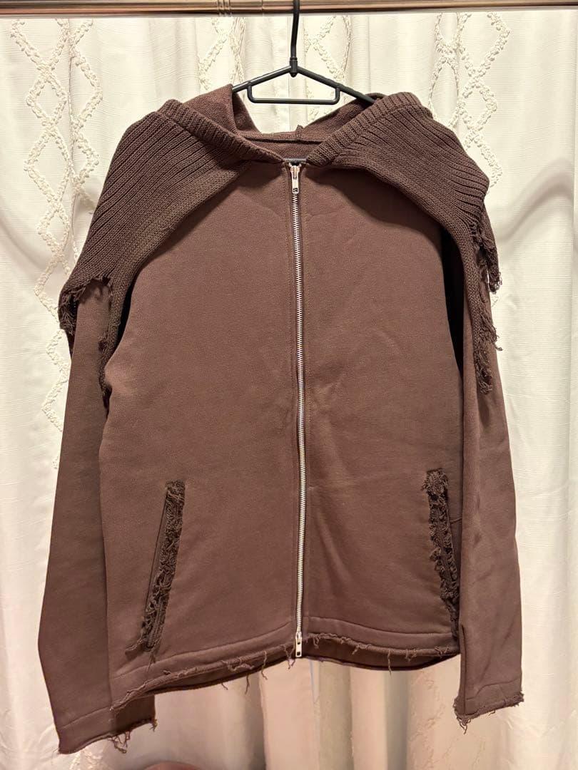 【GRANCY】ニットレイヤードデザインジップフーディ Mサイズ