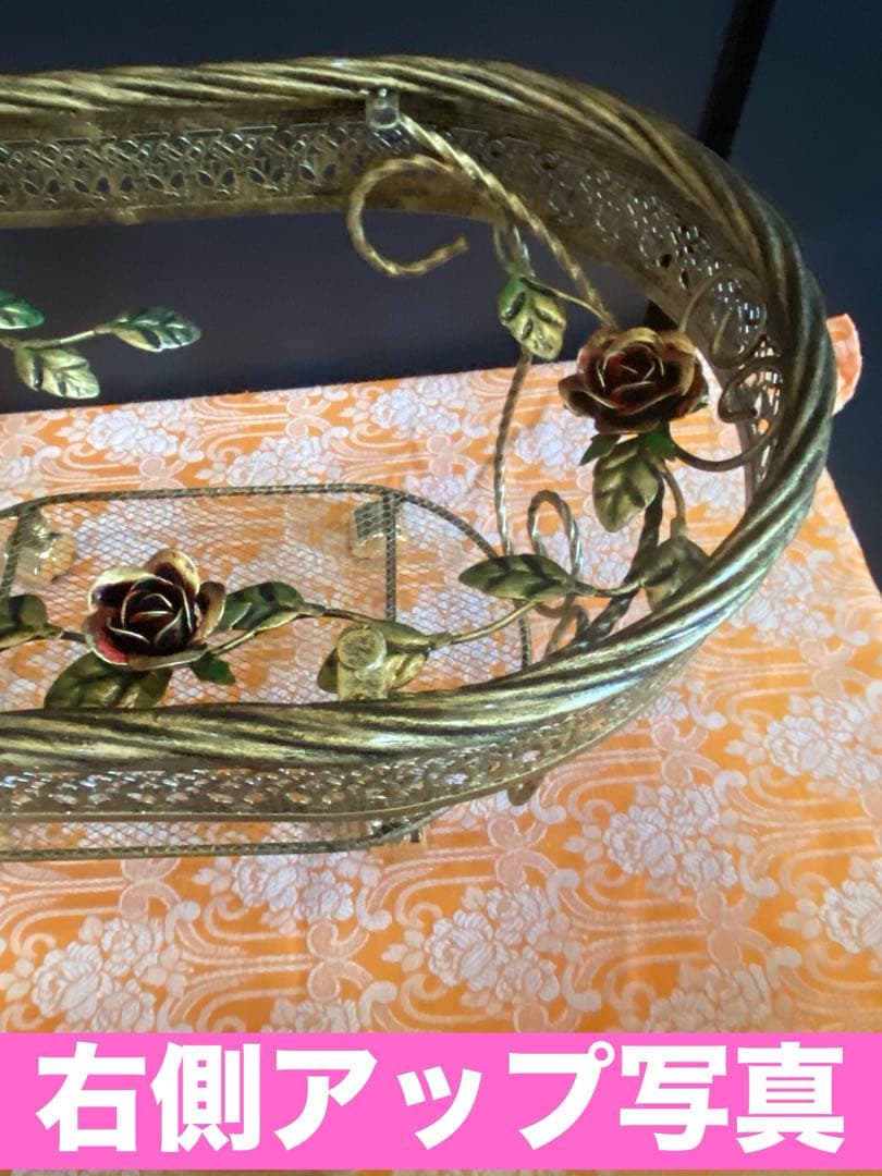 希少♦️ロココ スモークガラス♦️ワゴンテーブル♦️上品で華やかなローズ♦️未使用