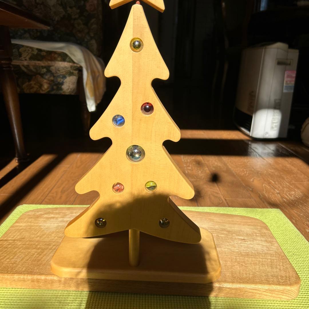 木製クリスマスツリー 約30cm カラフルビーズ付き