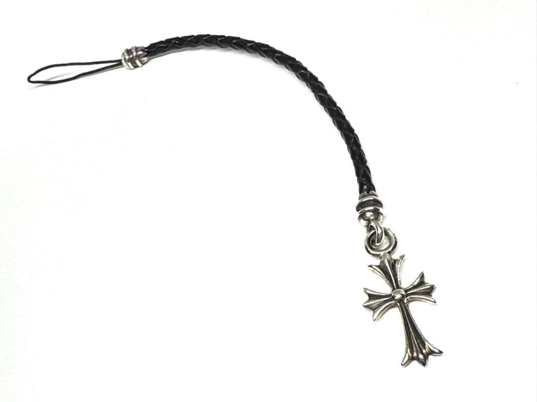 クロムハーツ 携帯 ストラップ タイニーCHクロス チャーム レザー 925