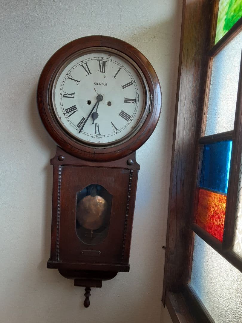 明治時代の大きなKienzle 掛時計 、ドイツ製、整備油注入済み、動作