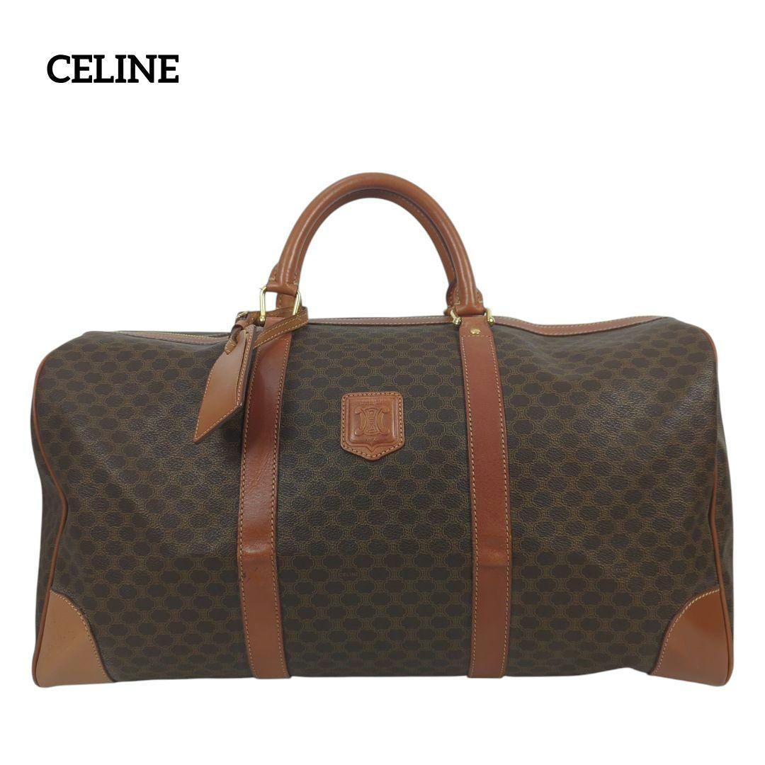 CELINE セリーヌ マカダム レザー ボストンバッグ 大容量