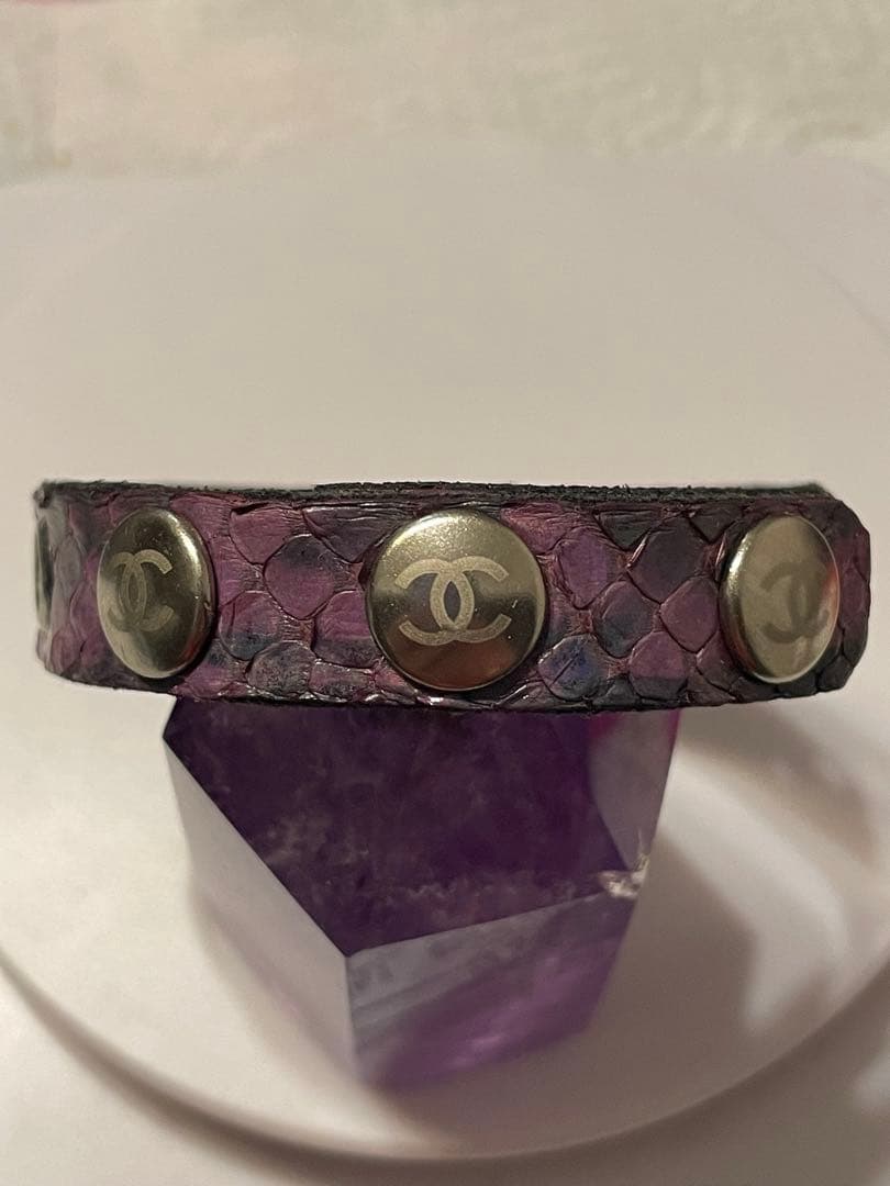 ★【極希少】CHANEL パイソン　レザー　ブレス　ヴィンテージ　パープル★