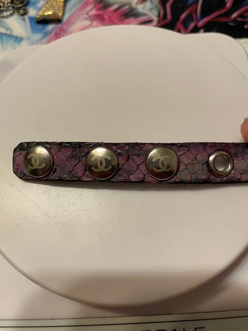 ★【極希少】CHANEL パイソン　レザー　ブレス　ヴィンテージ　パープル★