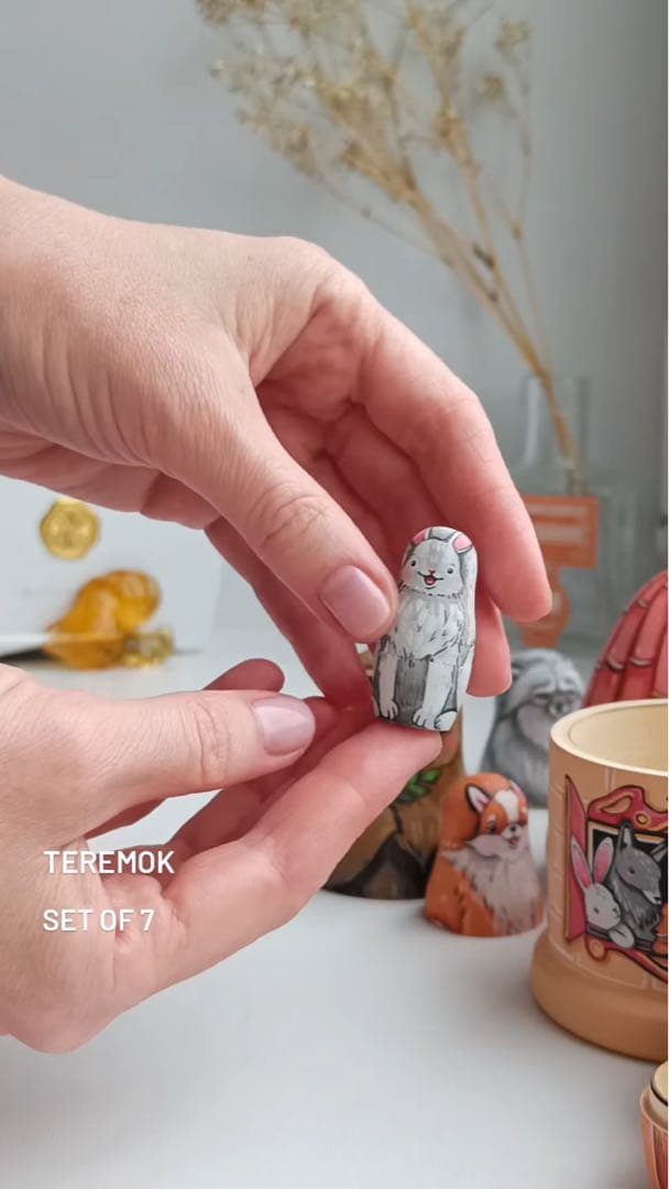 ロシア雑貨☆お家型マトリョーシカ民話『テレモーク』小さなおうち7Pマルガリータ作