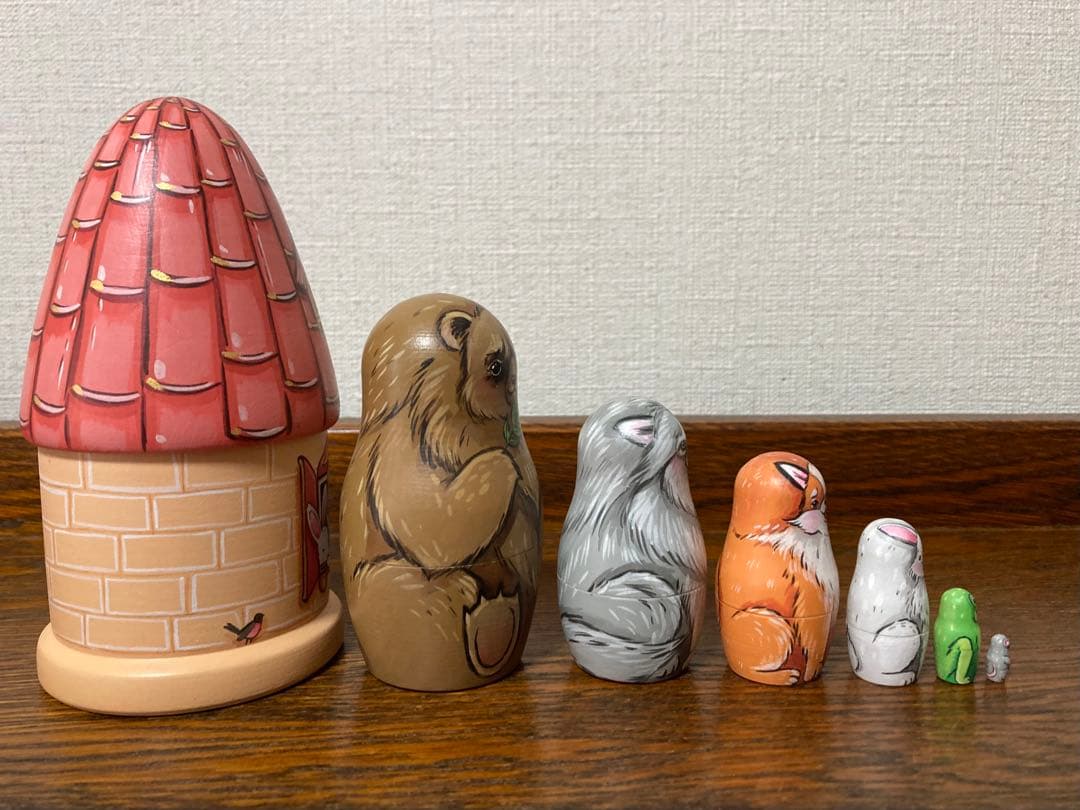 ロシア雑貨☆お家型マトリョーシカ民話『テレモーク』小さなおうち7Pマルガリータ作