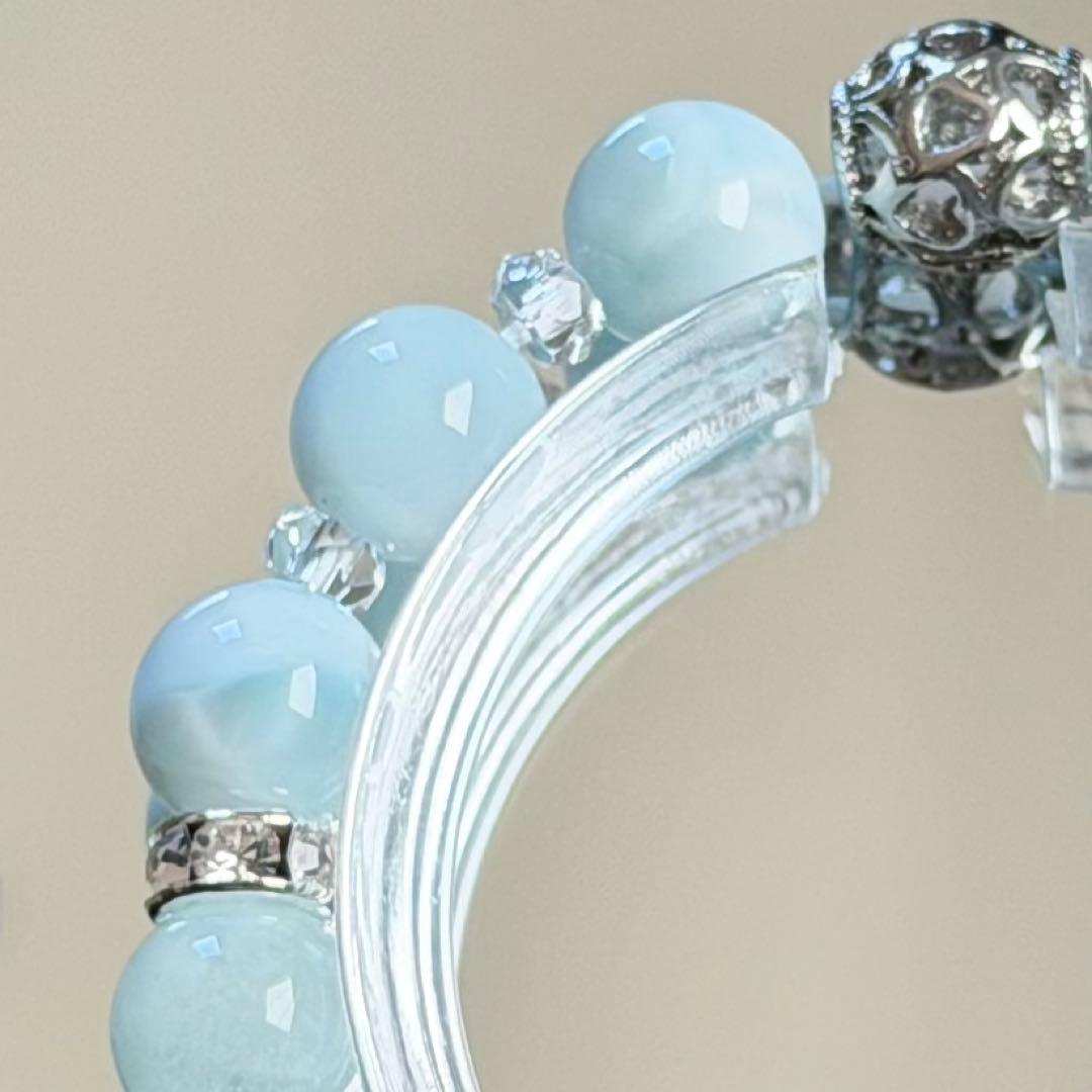 如意金剛二眼天珠&ラリマー&アクアマリン　ブレスレット　内径約16cm