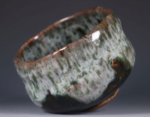 【 名工 大樋焼 】岩村与詞夫　飴釉茶碗　樂吉左衞門　佐々木昭楽