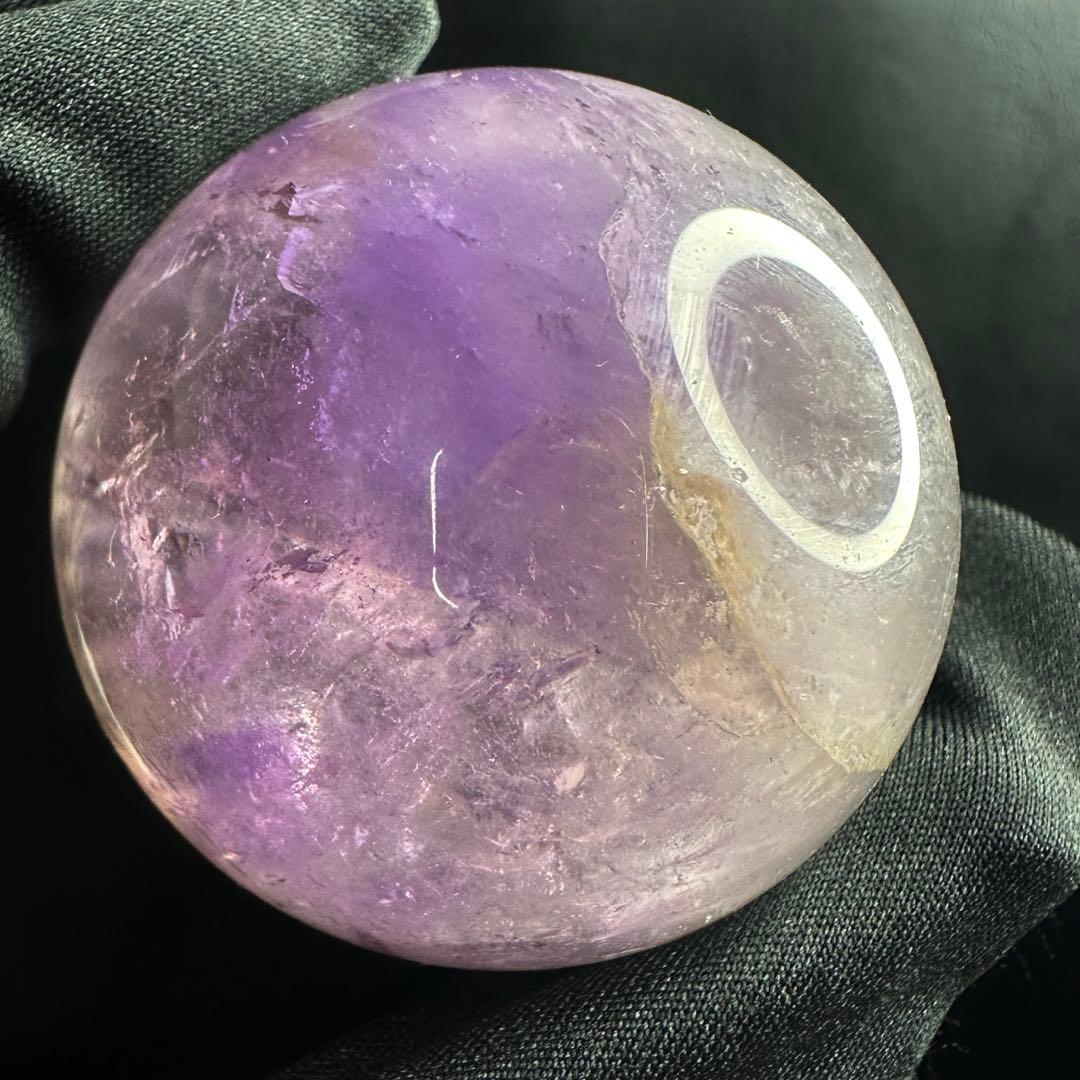絶品レインボー☆アメジスト丸玉 スフィアパワーストーン天然石 原石水晶A1069