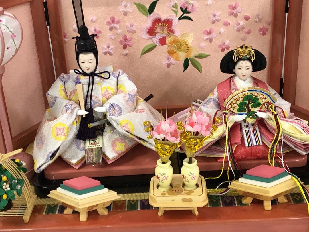 【新品】　雛人形　刺繍花柄屏風セット　数量限定 セール中