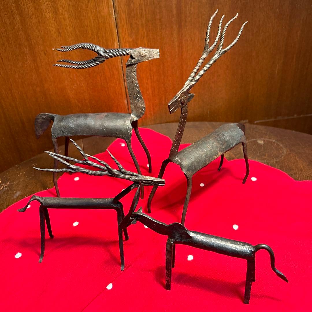 ZONA アイアン製 トナカイ ファミリー 4頭 クリスマスオーナメント