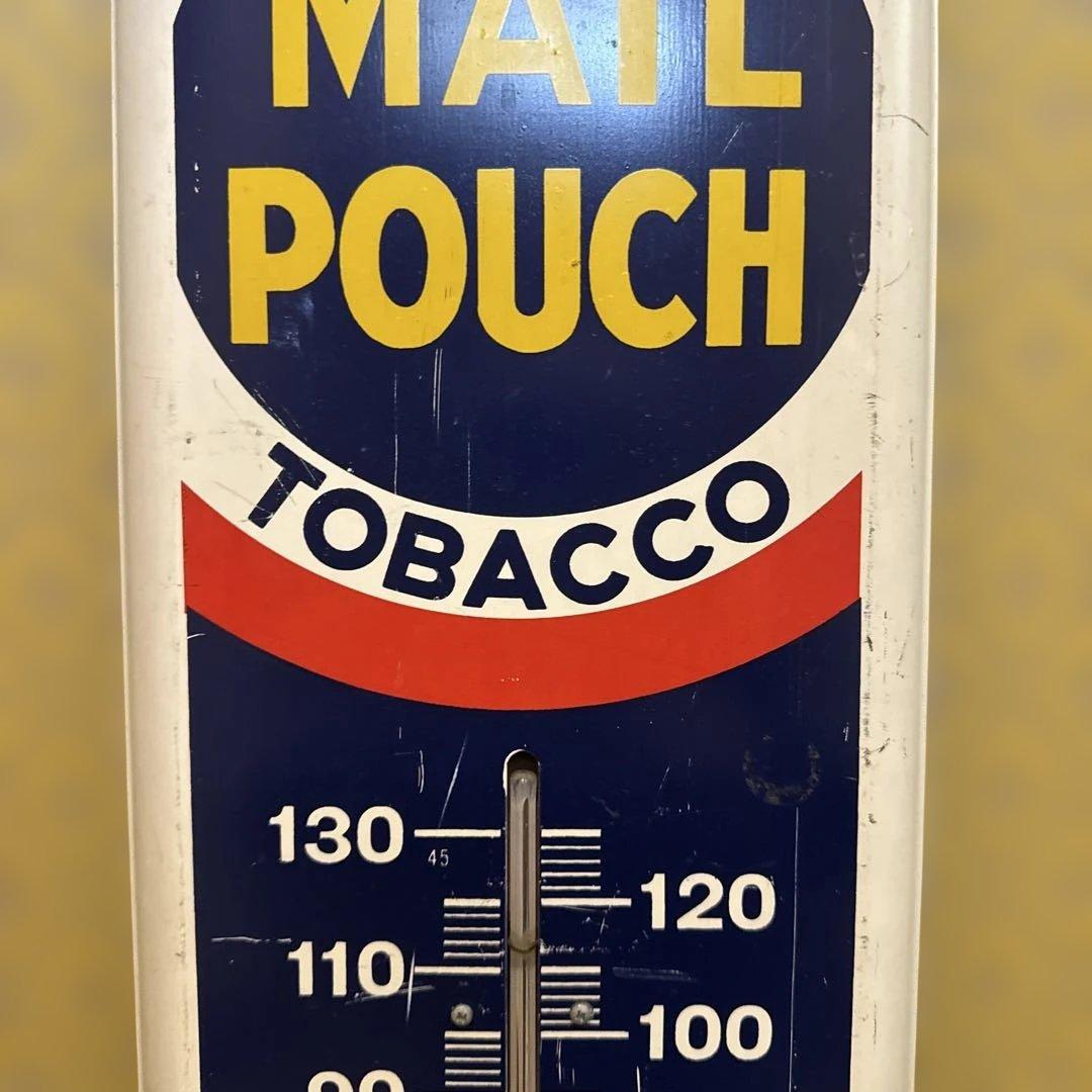 貴重 アメリカ製 US MAIL POUCH ブリキ看板 ガラスサーモメーター