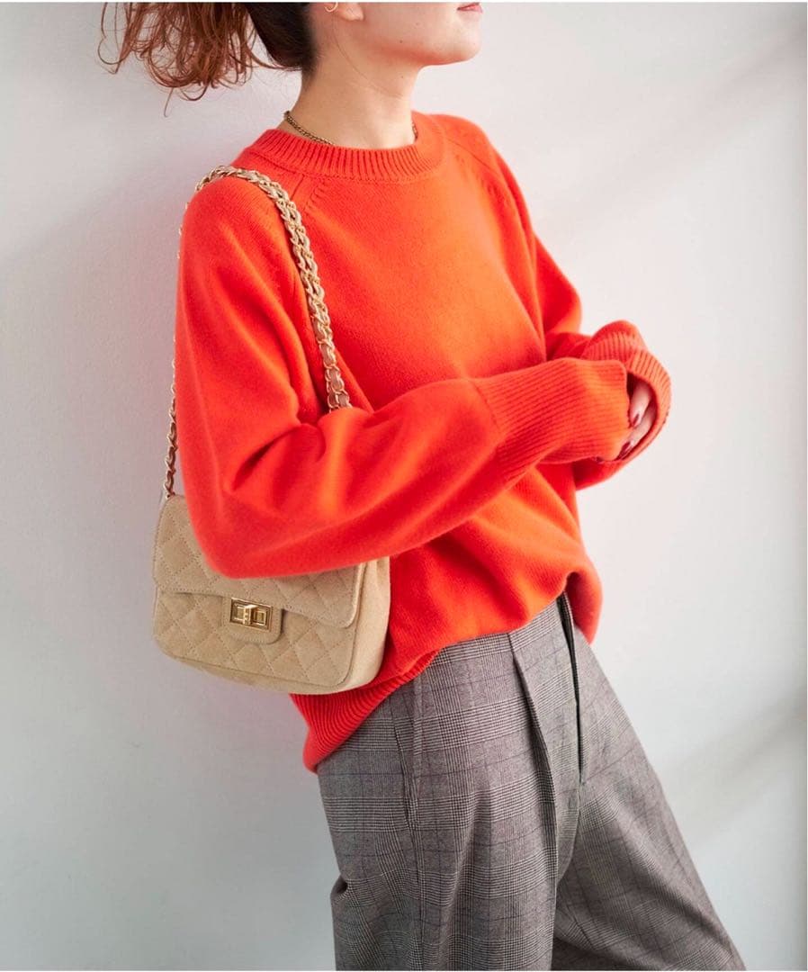 ウールカシミヤラグランクルーニット