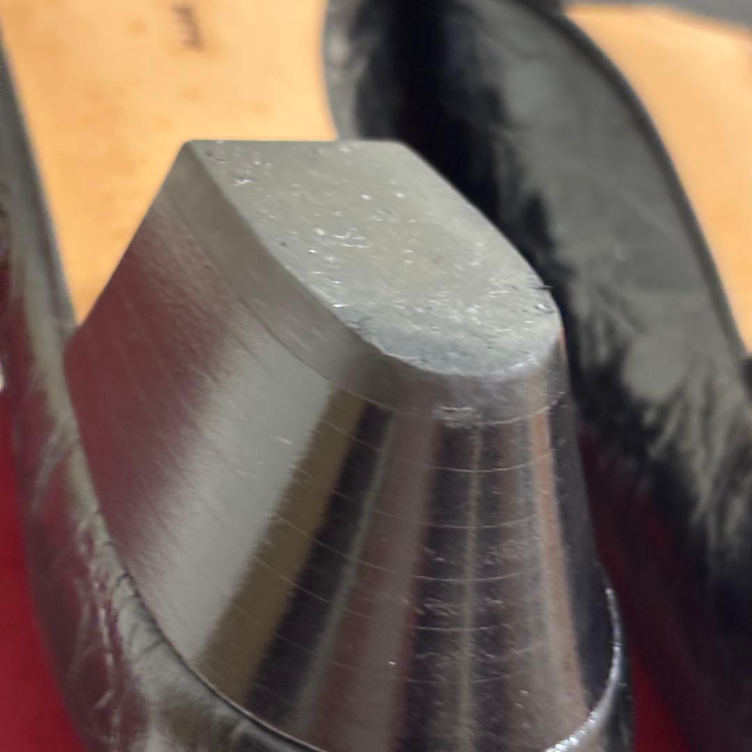 【美品】フェラガモ パンプス　ヴァラ　リボン　型押し　黒　6C