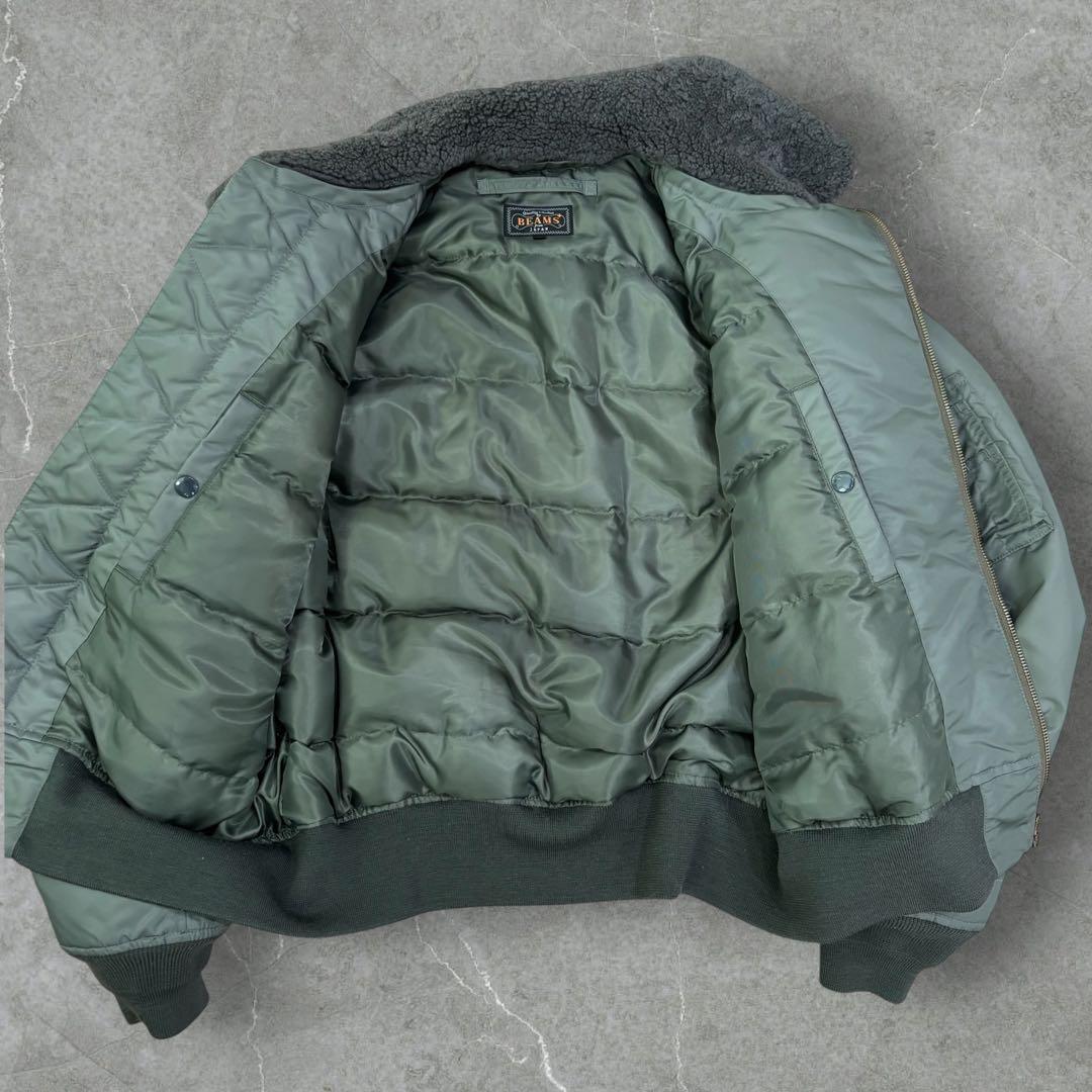 BEAMS PLUS B-15フライトジャケット ボア MA-1 セージ M