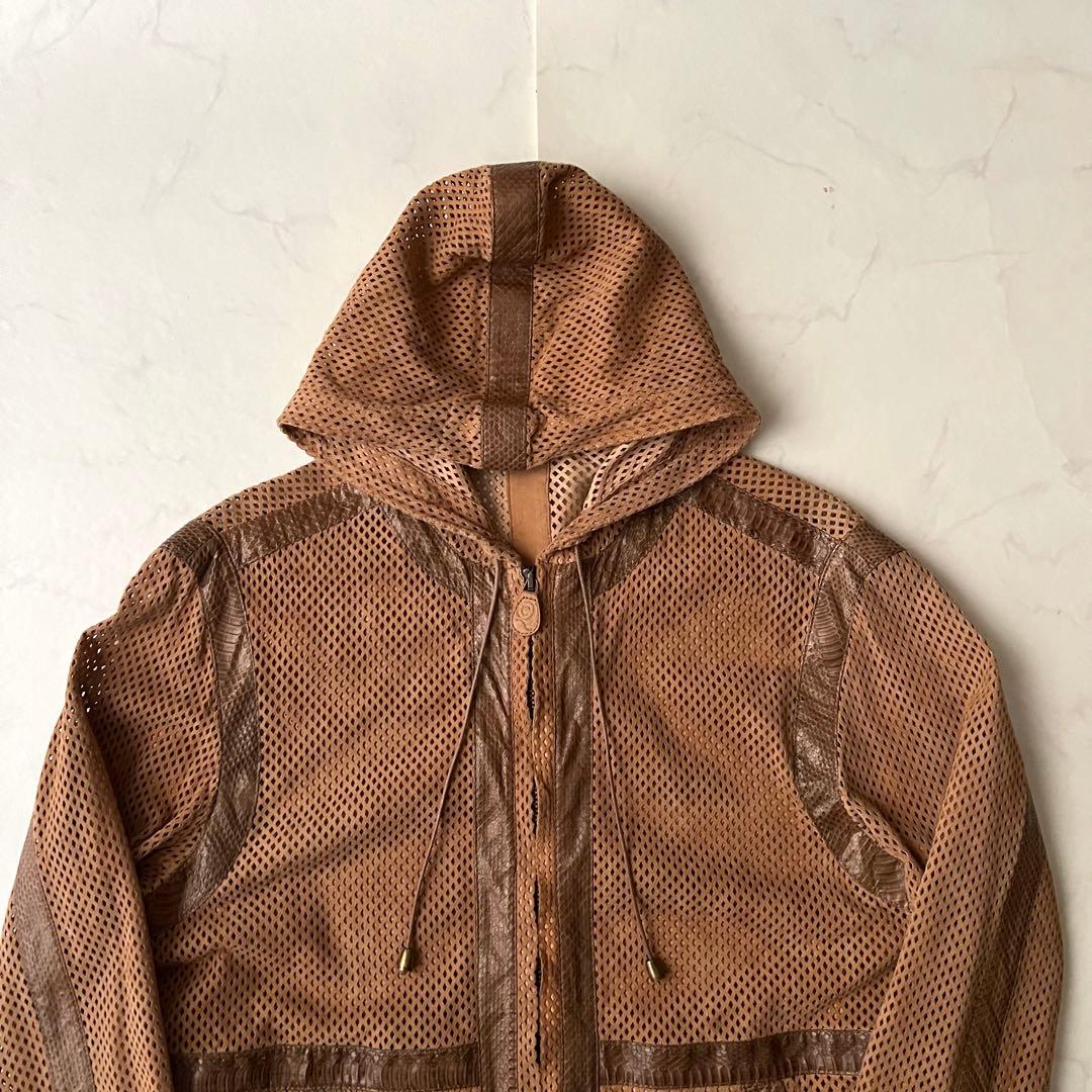 Alexander McQUEEN レザージャケット メッシュ パーカーパイソン