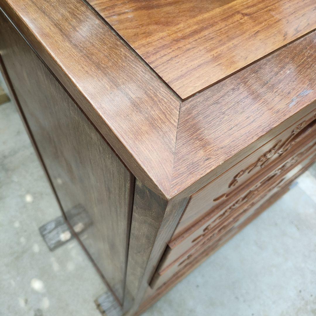 花梨？総無垢材。木製6段引き出し箪笥