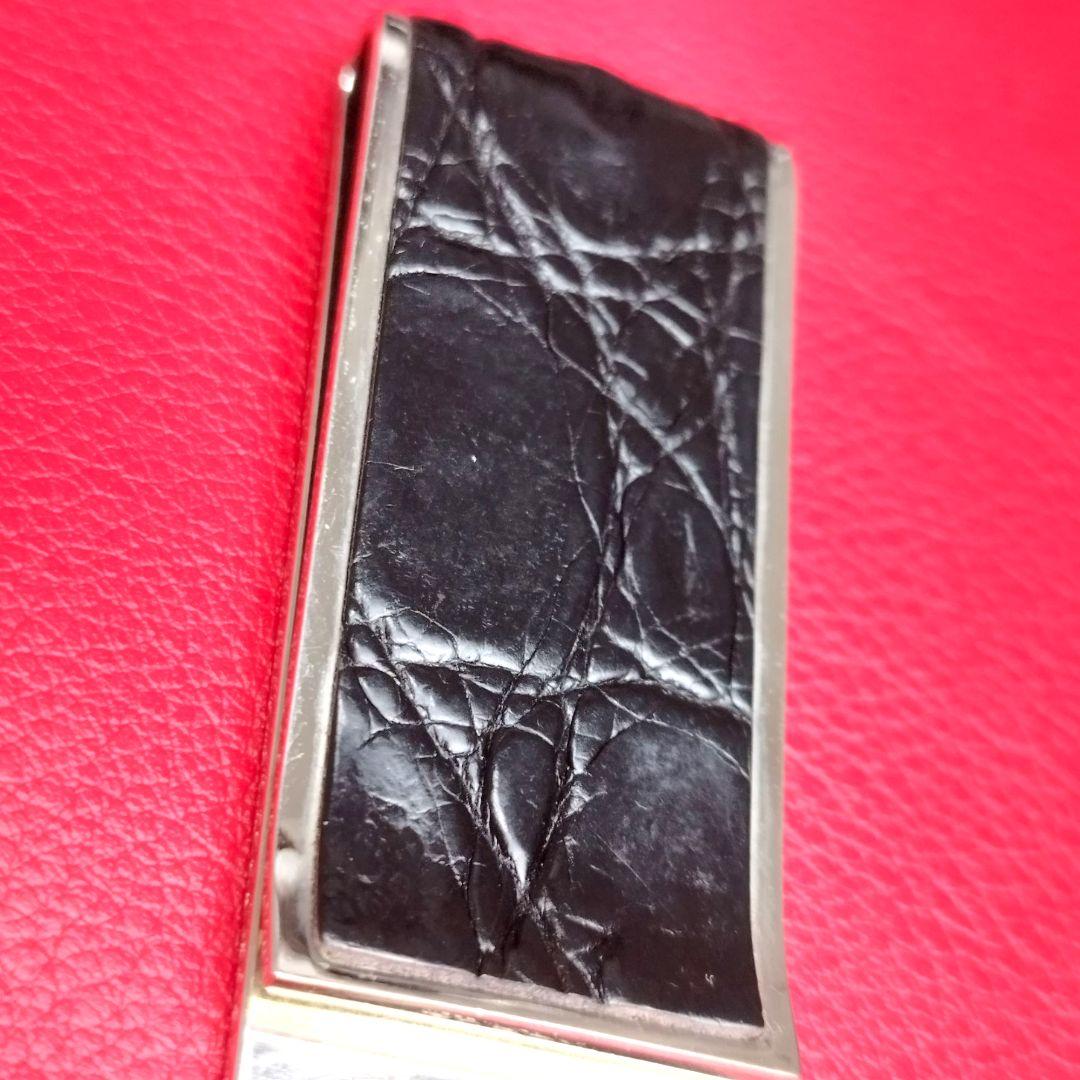 【美品】GUCCI グッチ マネークリップ クロコダイル ブラック 保存袋付き