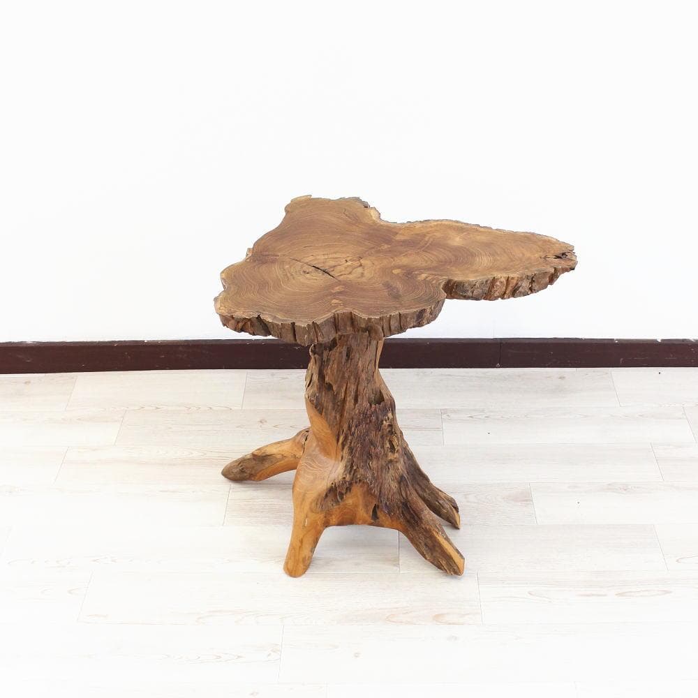 在庫処分 １点もの 木製 テーブル チーク材 天然木 一枚板 切り株 根 6
