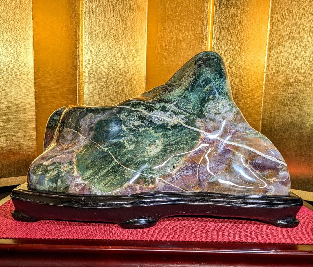 グリーンジャスパー14.5㌔ 鑑賞石 観賞石 水石 盆石 天然石 置物 メノウ