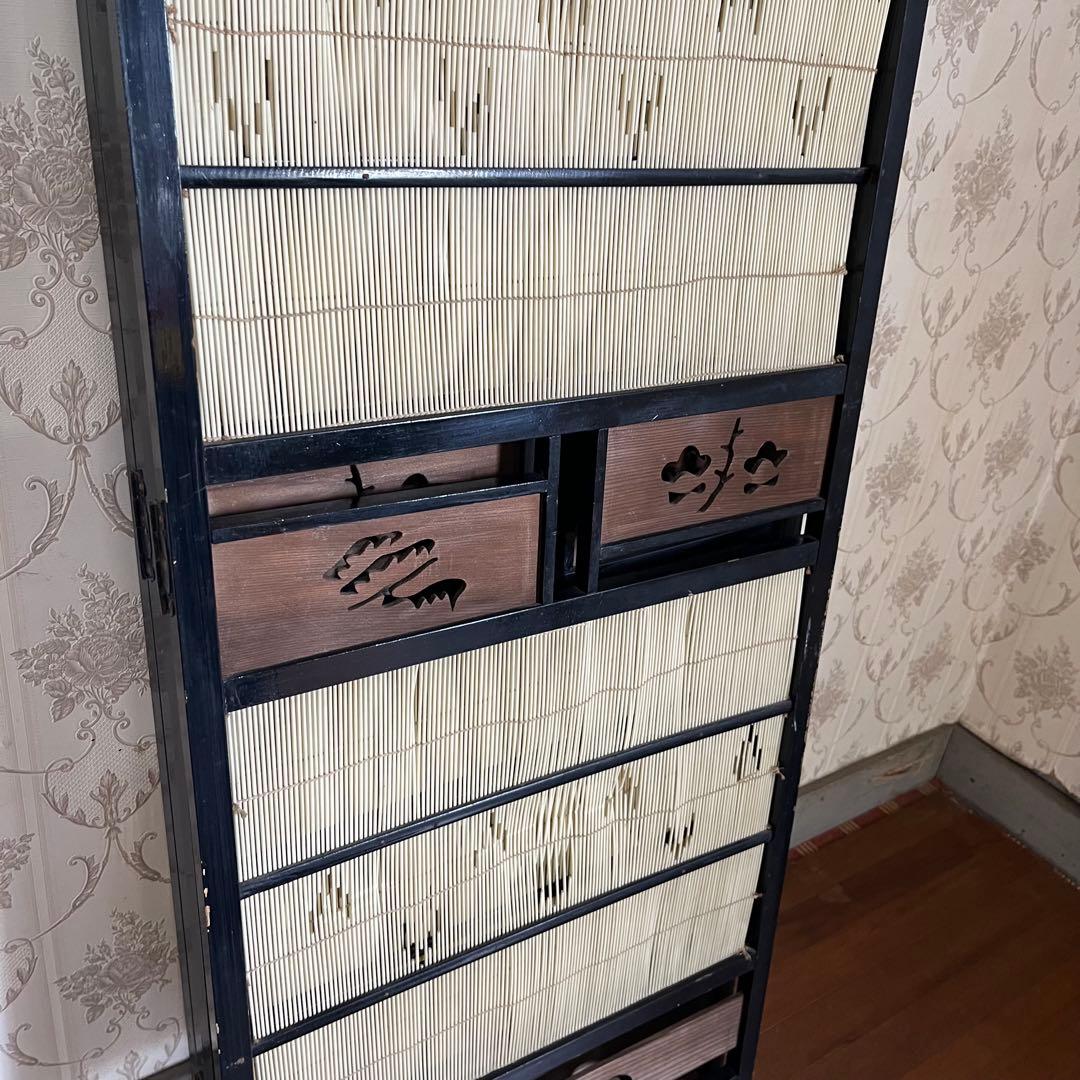 【アンティーク】昭和レトロ 4連 衝立 パーテーション 目隠し 間仕切り 古道具