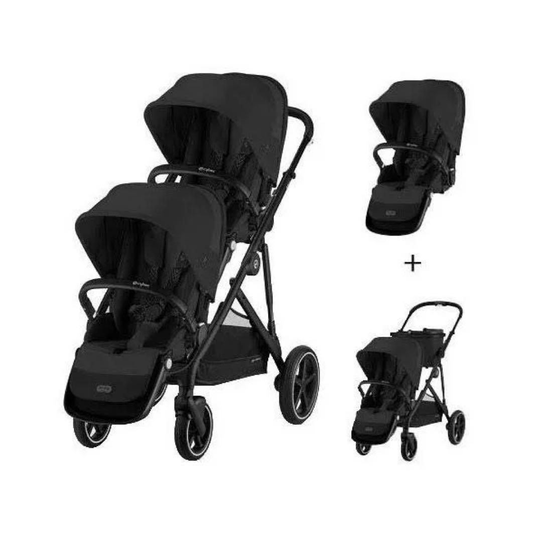 ガゼルS ダブルベビーカー ブラック　ユニット付き