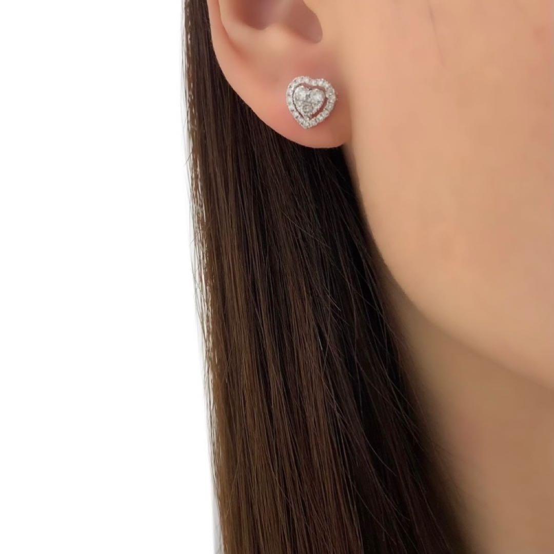 K18WG Pt900 ダイヤモンド　0.60 ピアス　ハート