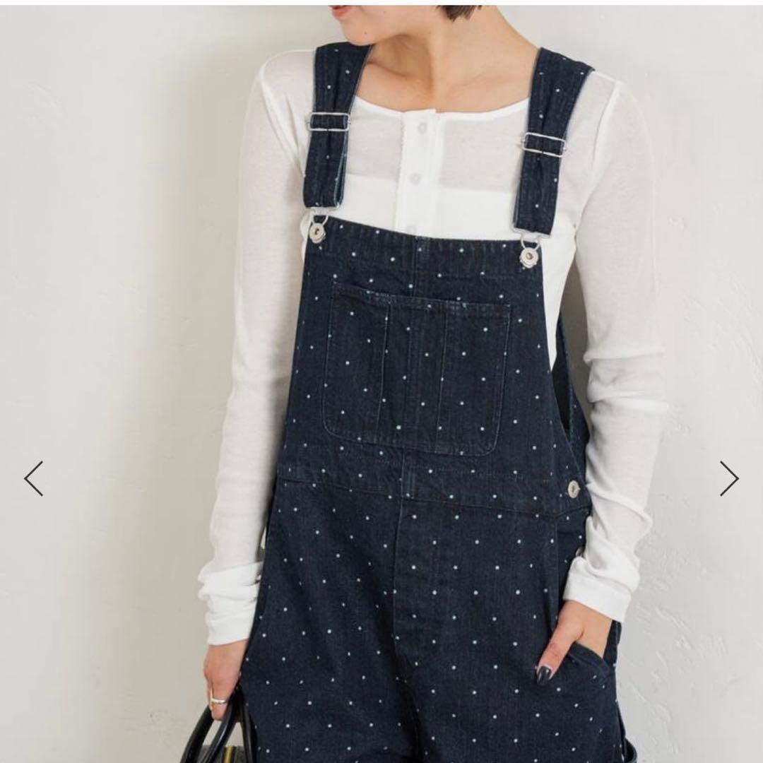 新品タグ付　U by Spick and Span ドットデニムオーバーオール