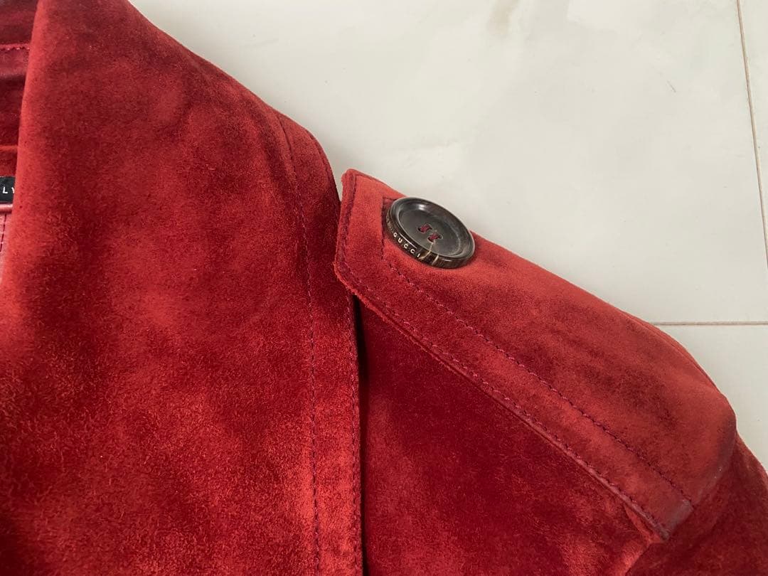 GUCCI by TOMFORDワインレッド 仔牛革ダブルフェイス ロングコート