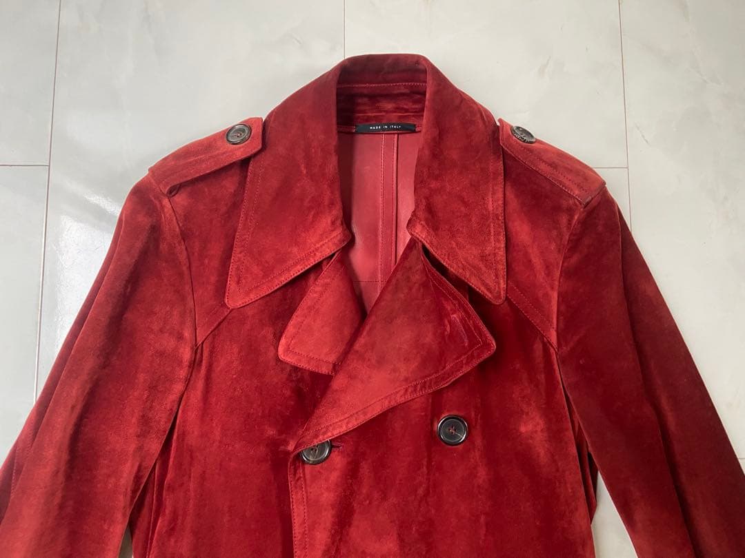 GUCCI by TOMFORDワインレッド 仔牛革ダブルフェイス ロングコート