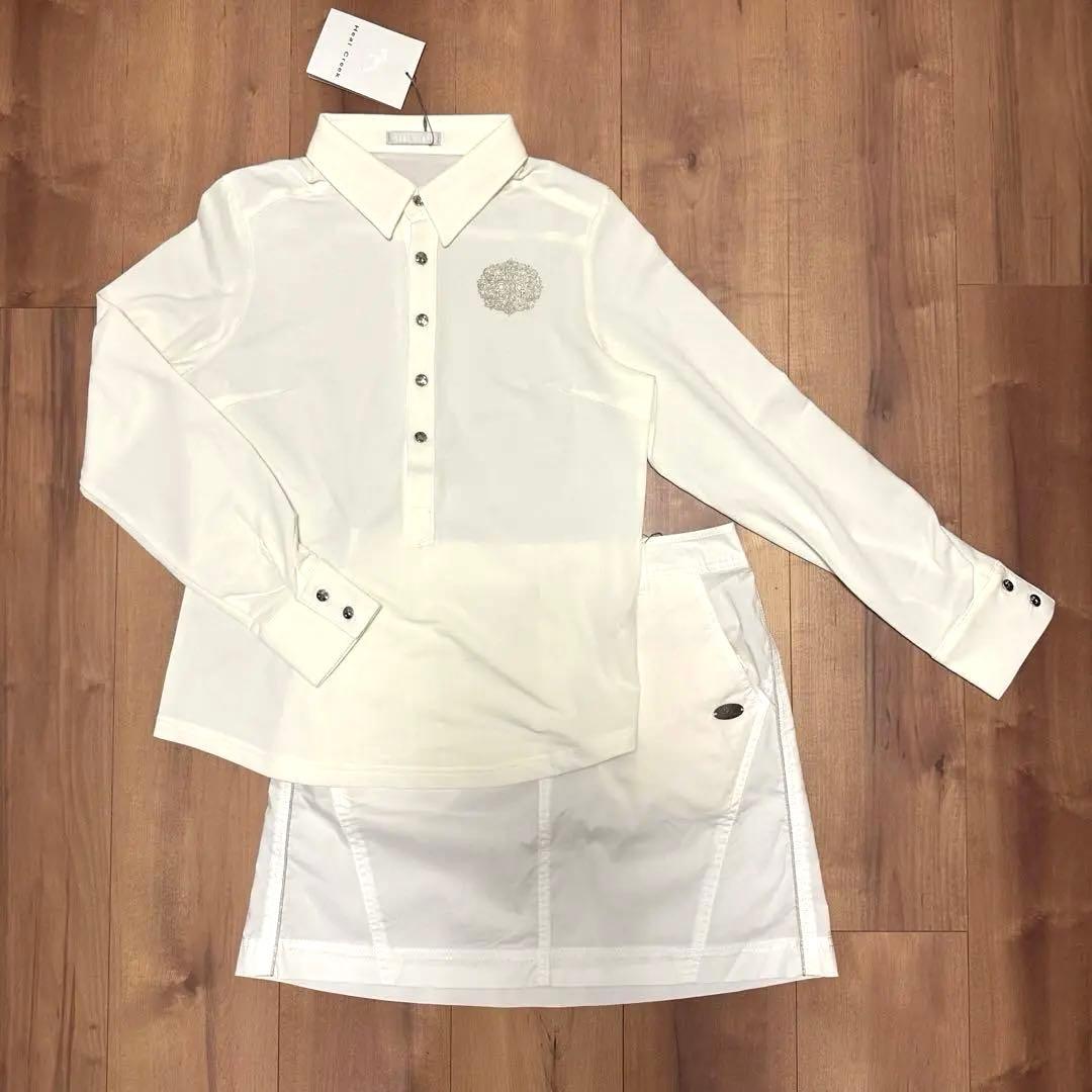 ヒールクリーク　長袖ポロシャツ　スカート　セットアップ　ホワイト　サイズ40