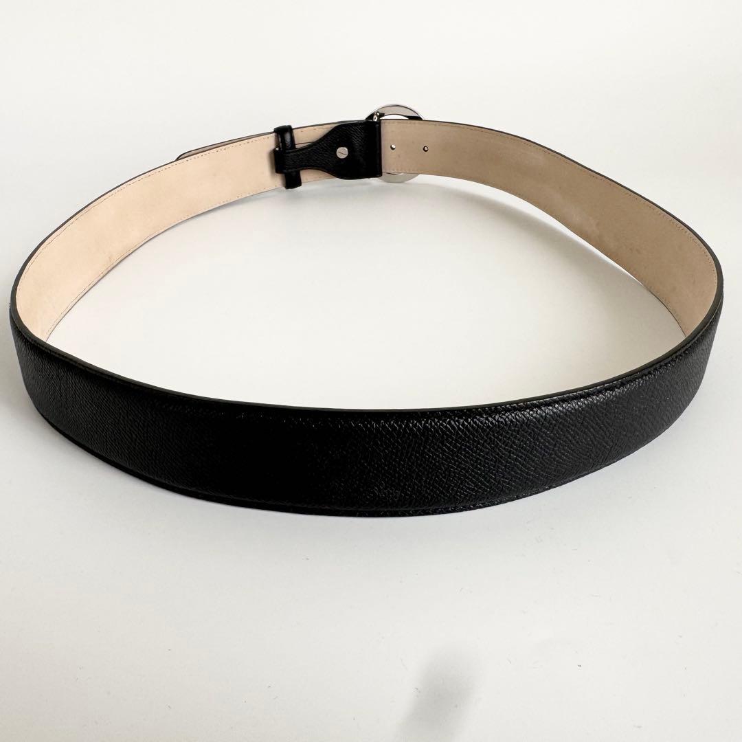 【極美品】BVLGARI サークルロゴ シルバー ベルト レザー ブラック