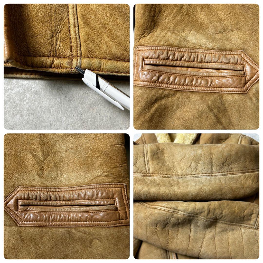 pirovintage ムートンジャケット スウェード レザー本革 袖裏ボ