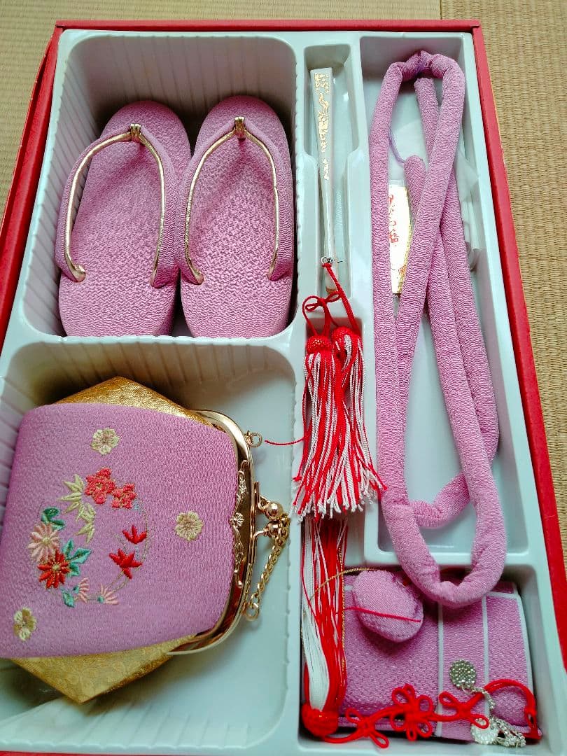 七五三 7歳 着物 化繊 作り帯 筥迫 セット