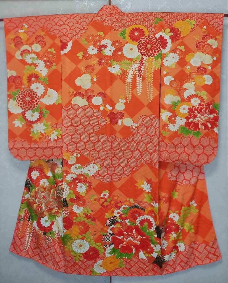 NA991アンティーク子供着物正絹ジュニアサイズ非常に綺麗美品着丈142裄丈58