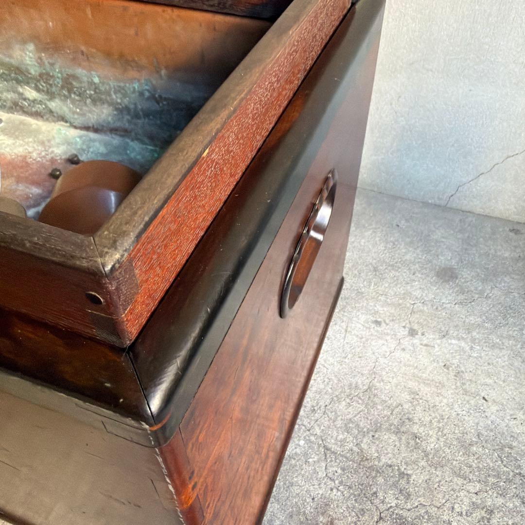 当時物　関東火鉢 欅 長火鉢　欅　黒柿　猫板　時代家具　アンティーク