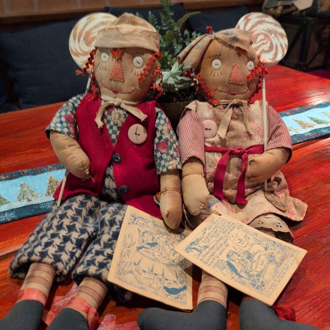 タタードラビットアンティーク布製人形2体セット