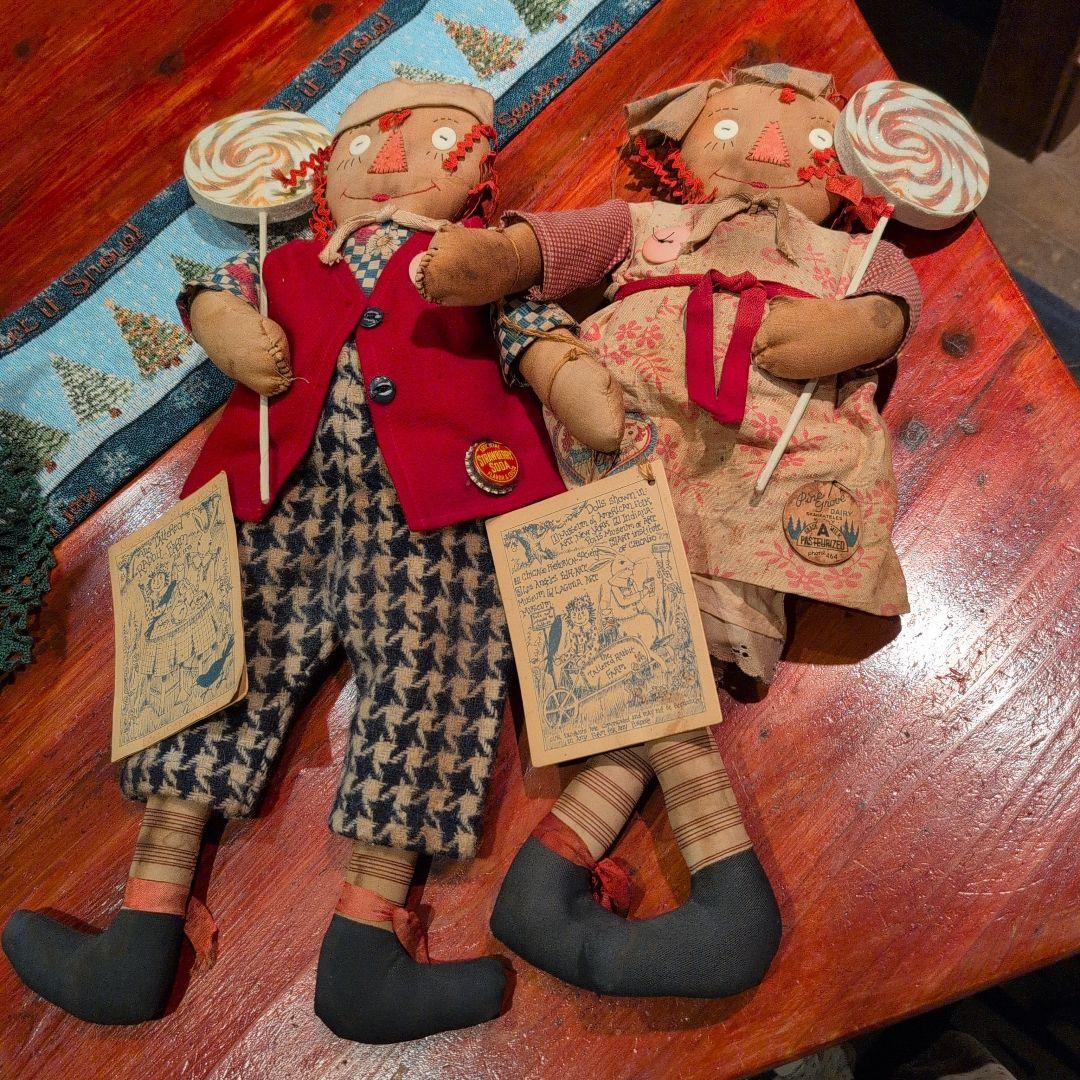 タタードラビットアンティーク布製人形2体セット